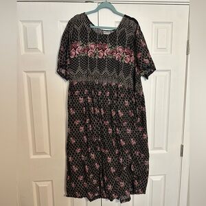 Vintage Black Floral Dress